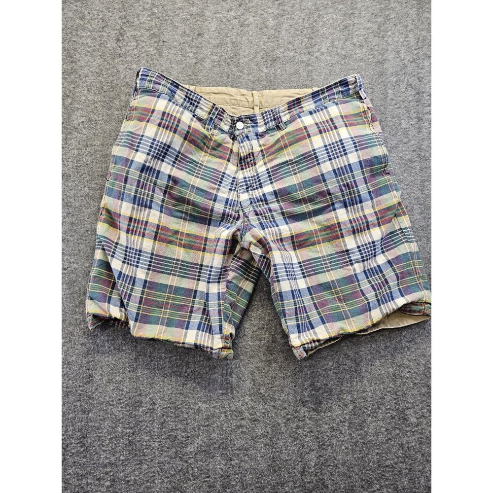 Polo Ralph Lauren Shorts Mens 36 Chino Reversible Madras Plaid Green Red Blue